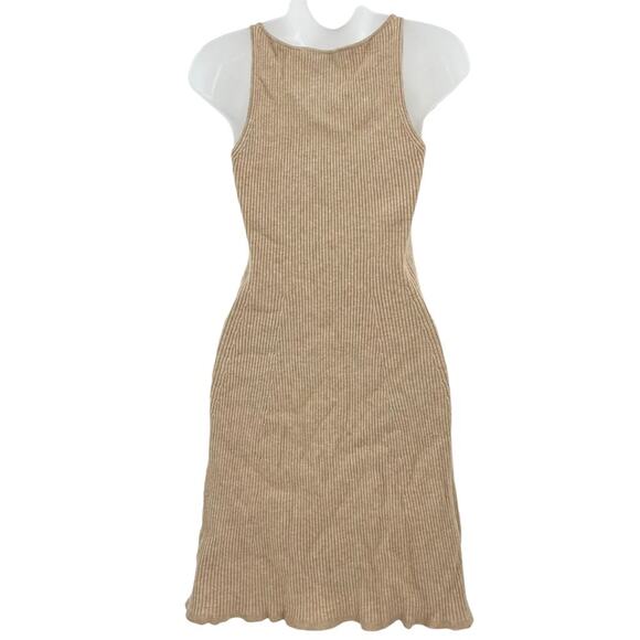 J.Crew Ribbed Scoopneck Knit Mini Dress Light Tan Fit & Flare Short Sexy Soft XS - Picture 5 of 11